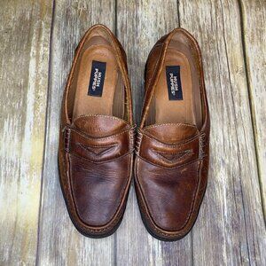 Men's Dad Shoes Hush Puppies Brown Leather Loafer size 11